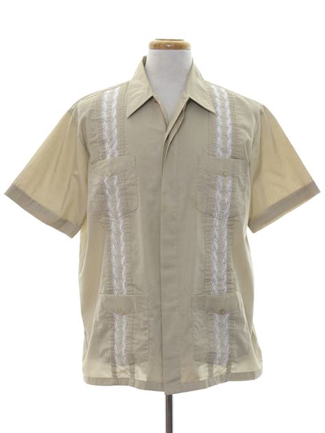 1980 S Retro Guayabera Shirt Late 80s Or Early 90s Haband Mens Light