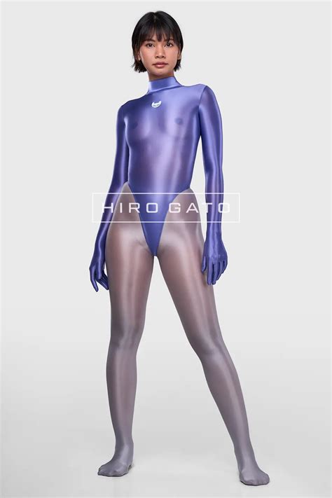 Sheer Nylon Leotard Baja Blue Shiny See Through Hiro Gato