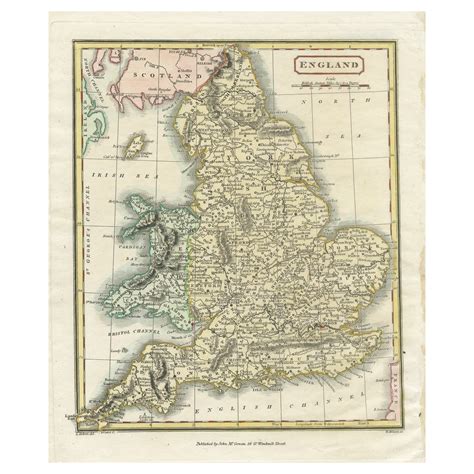 Small Antique Map Of England Wales Scotland And Ireland With Original