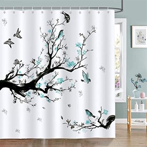 Vividhome Tree Shower Curtain Tree And Bird Silhouette