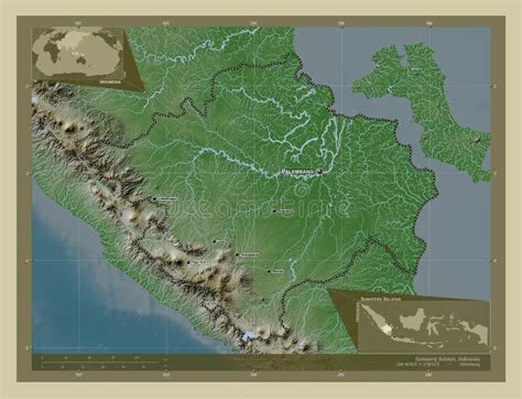 Sumatera Selatan Indonesia Wiki Labelled Points Of Cities Stock