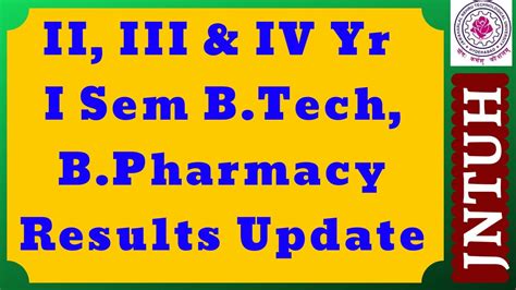 JNTUH 2 1 3 1 4 1 B Tech B Pharmacy Results Update JNTUH Latest