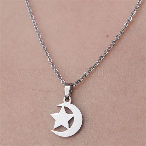 Wholesale Non Tarnish 201 Stainless Steel Moon With Star Pendant