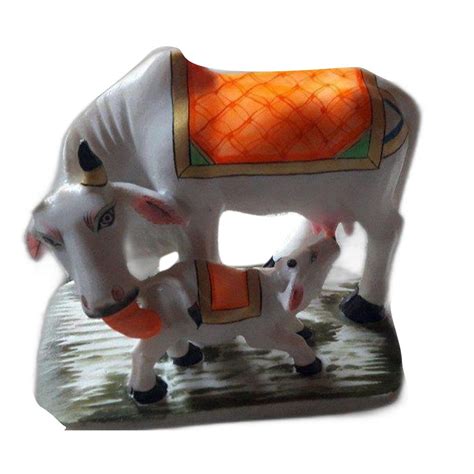 Marble Kamadhenu Cow With Calf Statue At Rs 9999 In Alwar ID