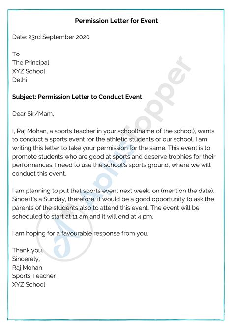 Permission Letter Format Samples Templates