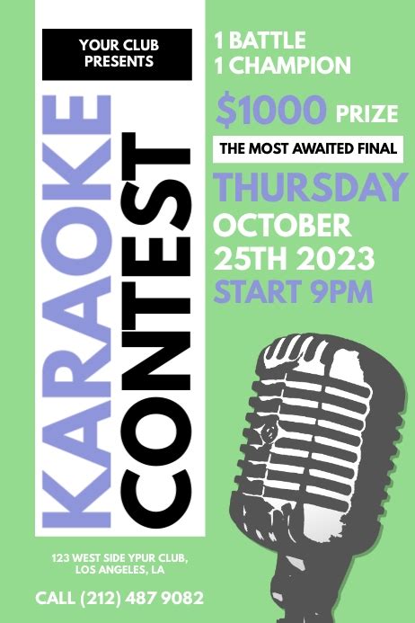 Karaoke Contest Poster Design Template Postermywall