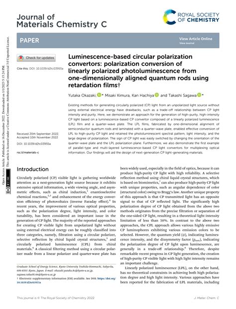 PDF Luminescence Based Circular Polarization Convertors Polarization