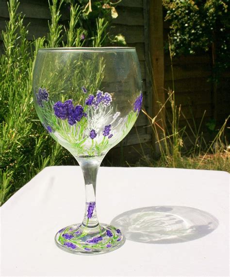 Lavender Gin Glass Hand Painted Gin Glass Purple Lavender Etsy