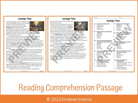 Geologic Time Reading Comprehension Passage And Questions PDF