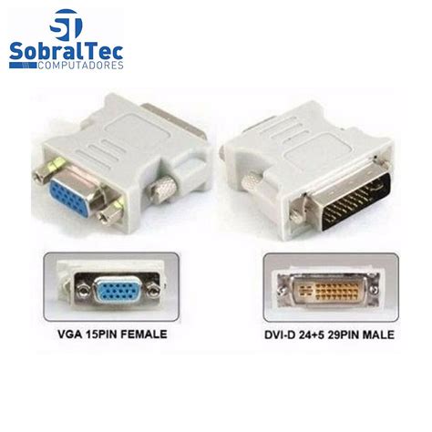 Adaptador Cabo Y DVI I 24 5 Dual Link Macho x DVI I Fêmea e VGA Fêmea