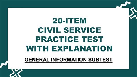 GENERAL INFORMATION SUBTEST CIVIL SERVICE PRACTICE TEST With Answers