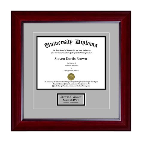 Single Diploma Frame With 5x7 Photo And Double Matting For 14 X 11