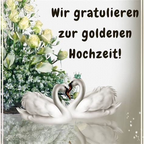 Moderne glückwünsche zur goldenen hochzeit Blumen und Schwäne