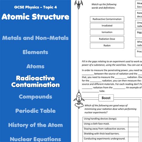 Radioactive Contamination Home Learning Worksheet GCSE Teaching Resources