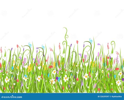 Green Meadow Seamless Pattern For Your Design Stock Vector