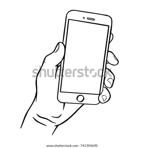 Hand Holding Smartphone Hand Drawn Illustration Stock Vector Royalty