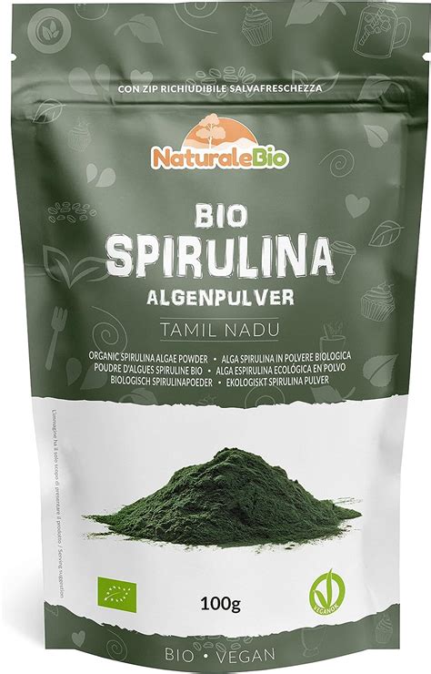 Spirulina Pulver Bio 100g Natürliches und rohes Spirulina Algen Pulver