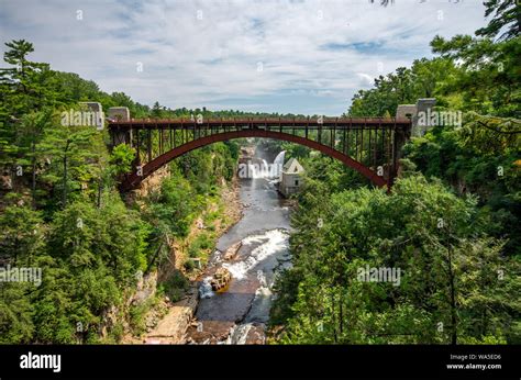 bridge across the gorge at AuSable Chasm Stock Photo - Alamy