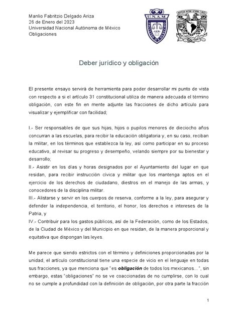 Deber Jurídico Y Obligación Pdf Instituciones Sociales Gobierno