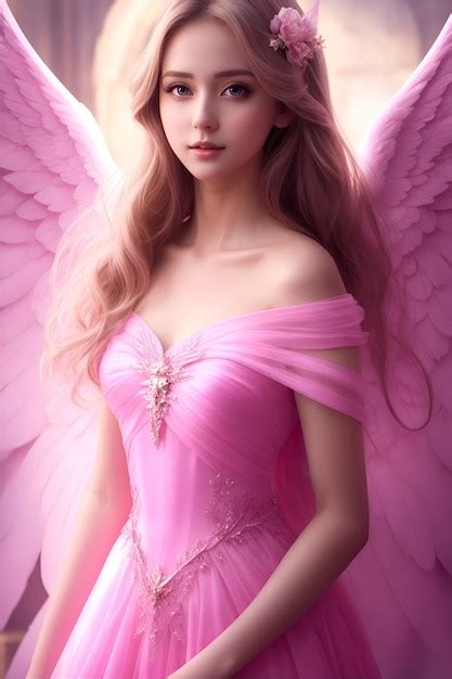 Premium Photo A Pretty Angel In Pink Dress