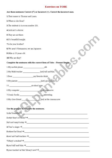 Present Simple With Tobe Esl Worksheet By Hdieu11