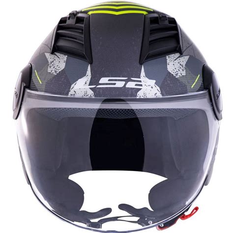 Capacete Ls Of Airflow Camo Titanium Amarelo Fosco Aberto