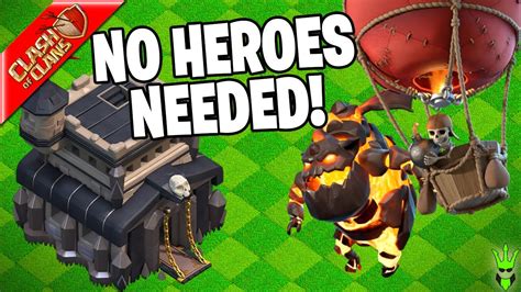 The Best No Hero War Army For Th9 Clash Of Clans Youtube