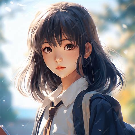 Beautiful And Cute Anime Girl Innocent Anime Teenage Premium Ai