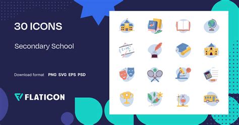 Secondary School Icon Pack Rounded Shapes 30 Svg Icons