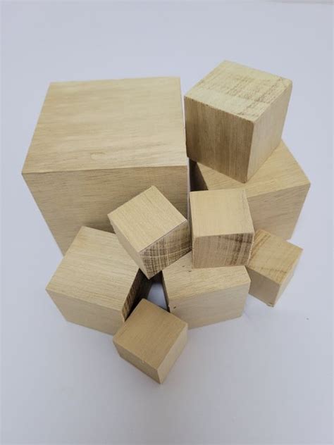 Unfinished Wooden Cube Crafts Block Wood Kayu Empat Segi Kraf Cube DIY