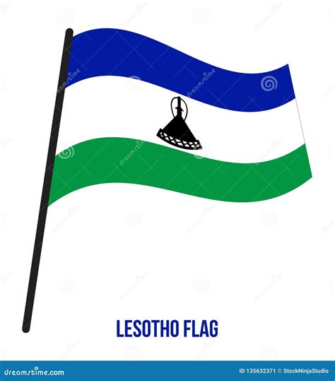 Ejemplo Del Vector Que Agita De La Bandera De Lesotho En El Fondo