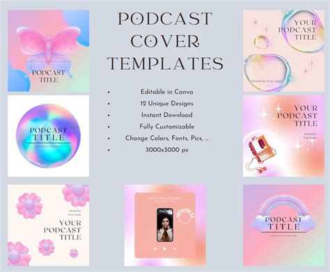 Podcast Cover Art Template Canva Template Podcast Graphics - Etsy