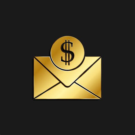 Email, envelope gold icon. Vector illustration of golden dark ...