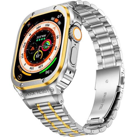 Stalowa bransoleta z etui do Apple Watch Ultra 49 MM Srebrna Złota