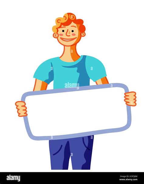 Man Holding Placard Cartoon Vector Illustration Stock Vector Image