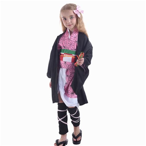 Nuoqi Nezuko Cosplay Kids Nezuko Costume Nezuko Kimono Full Set