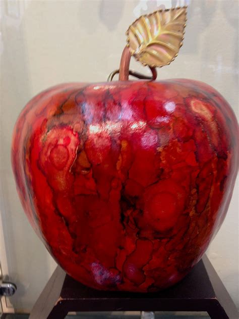 Red Apple Gourd By Artist Rosario Wilke In Svac Painted Gourds Gourd