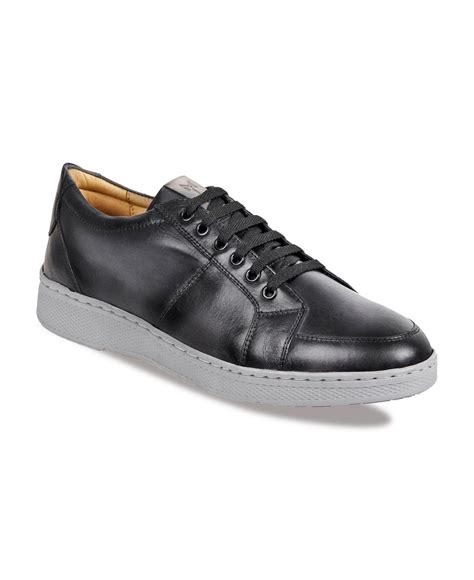 Sandro Moscoloni Leather Moc Front Sneaker In Charcoal Gray For Men