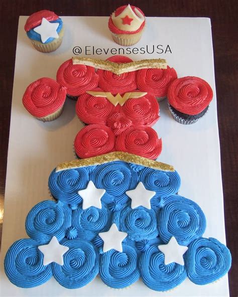 Wonder Woman Cupcake Pull Apart Cake Wonder Woman Birthday Party