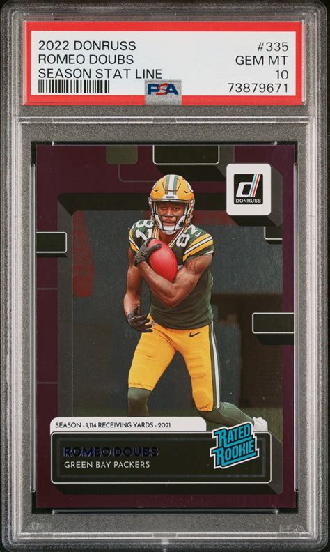 Romeo Doubs 2022 Donruss 335 Season Stat Line 500 PSA 10 Price