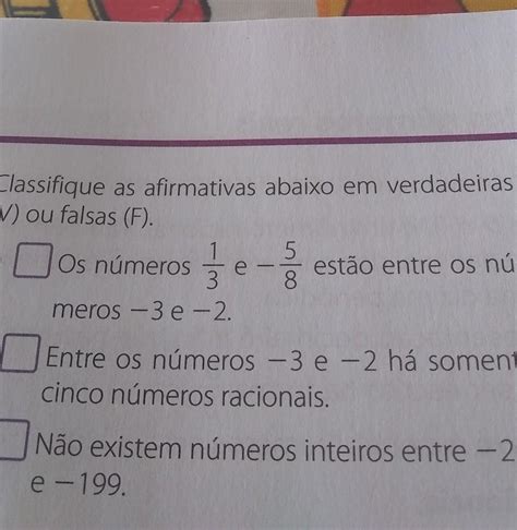 Classifique As Afirmações Abaixo Em Verdadeiro Ou Falso Br