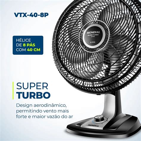 Ventilador De Mesa Mondial Vtx P Super Turbo Velocidades Cm