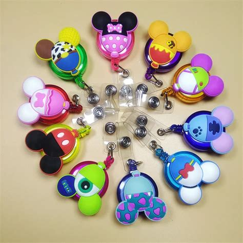 10Pcs Lovely Mickey Mouse Telescopic Badge Reel Multicolour ID