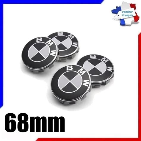 Noir 4x Cache Moyeu Jante Centre De Roue Enjoliveur BMW 68mm Bleu Et