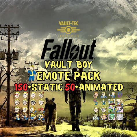 Vault Boy Emote Pack 150 PNG 50 Files Fallout Themed Emotes For