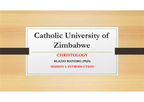 1. Introduction TO THE Study OF Christology - Catholic University of Zimbabwe CHRISTOLOGY BLAZIO ...