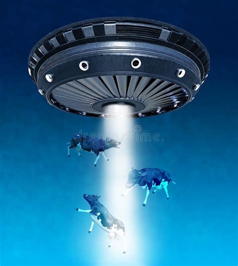 Funny UFO Space Alien Cow Abduction Stock Photo Image Of Spacecraft