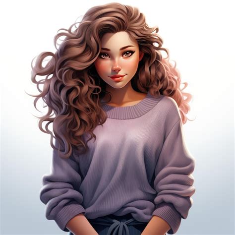 Premium AI Image | a drawing of a woman with long curly hair.