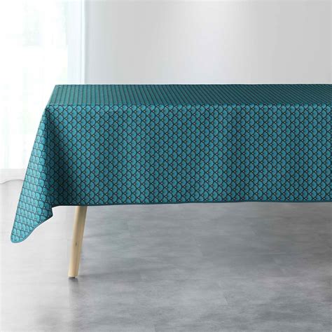 Nappe Rectangulaire Anti Tache L240 Cm Artchic Bleue Linge De Table