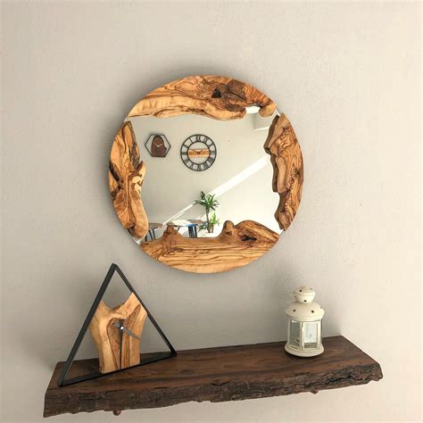 Made To Order Olive Wood Oval Mirror Live Edge Wood Wall Mirror Wood